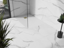 Mexen Stone+ bazin compozit dreptunghiular 110 x 90 cm, alb, capac auriu - 44109011-G