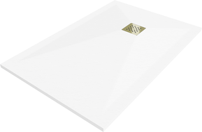 Mexen Stone+ bazin compozit dreptunghiular 100 x 90 cm, alb, capac auriu - 44109010-G