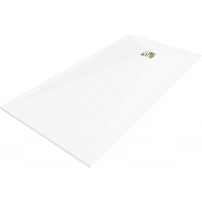 Mexen Stone+ kompozit zuhanytál, téglalap alakú, 200 x 80 cm, fehér, arany borítás - 44108020-G
