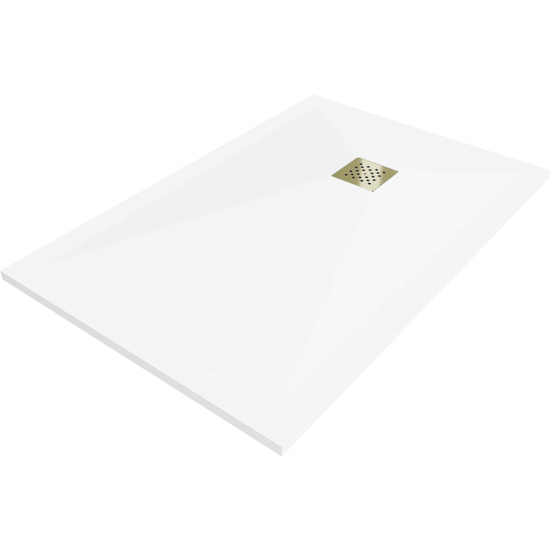 Mexen Stone+ kompozit kád 140 x 70 cm, fehér, arany takaróval - 44107014-G