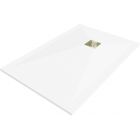 Mexen Stone+ kompozit zuhanytálca téglalap alakú 90 x 80 cm, fehér, arany takarófedél - 44108090-G