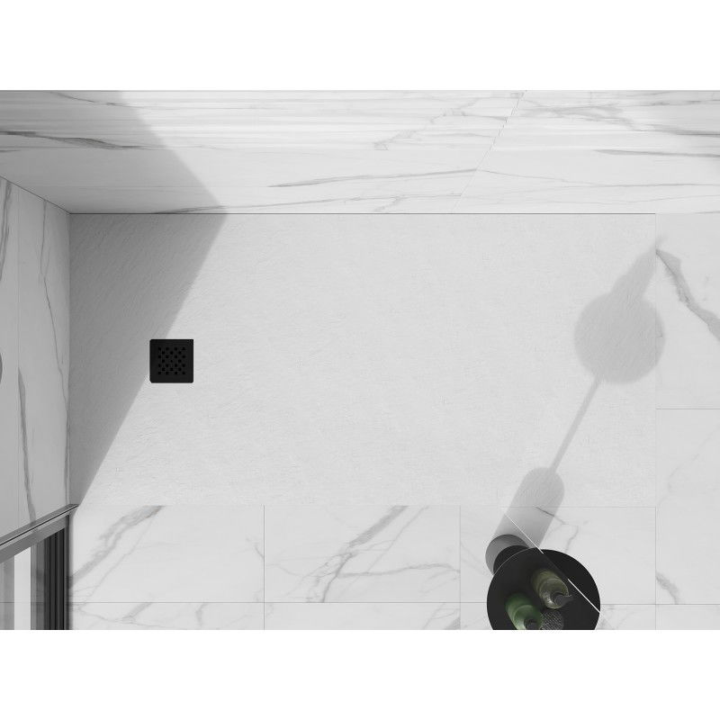 Mexen Stone+ összetett téglalap alakú zuhanytálca 160 x 90 cm, fehér, fekete fedél - 44109016-B