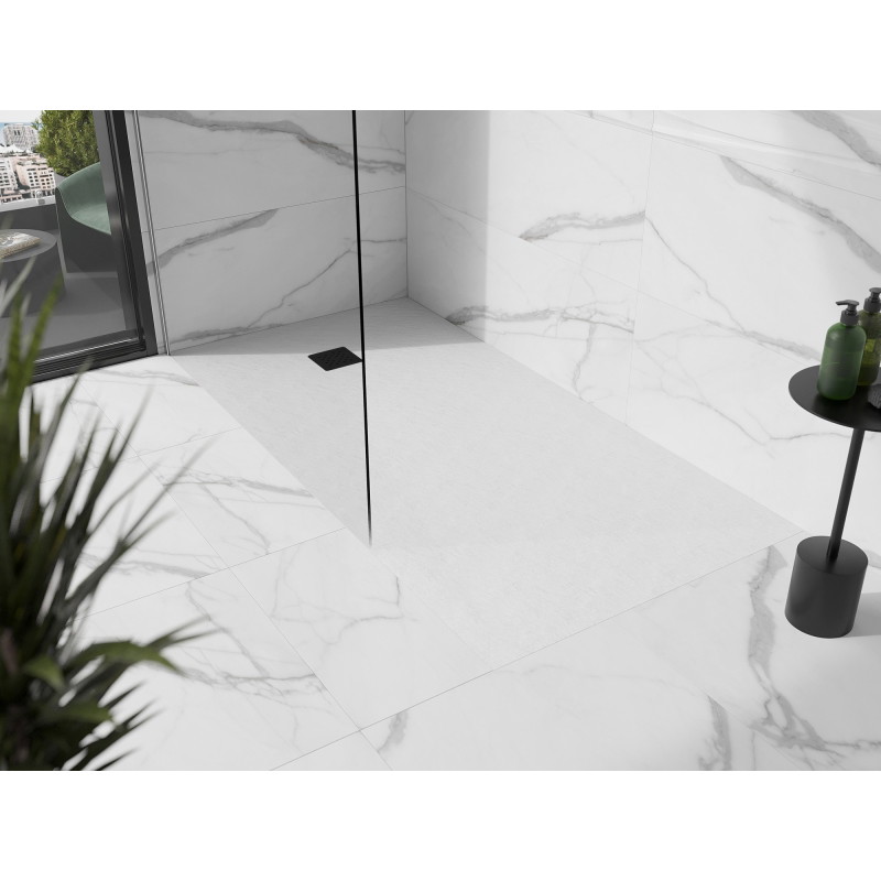 Mexen Stone+ recepție de duș compozit dreptunghiular 180 x 80 cm, alb, mască neagră - 44108018-B