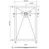 Mexen Stone+ kompozit zuhanytálca téglalap alakú 140 x 90 cm, fehér, fekete takarólemez - 44109014-B