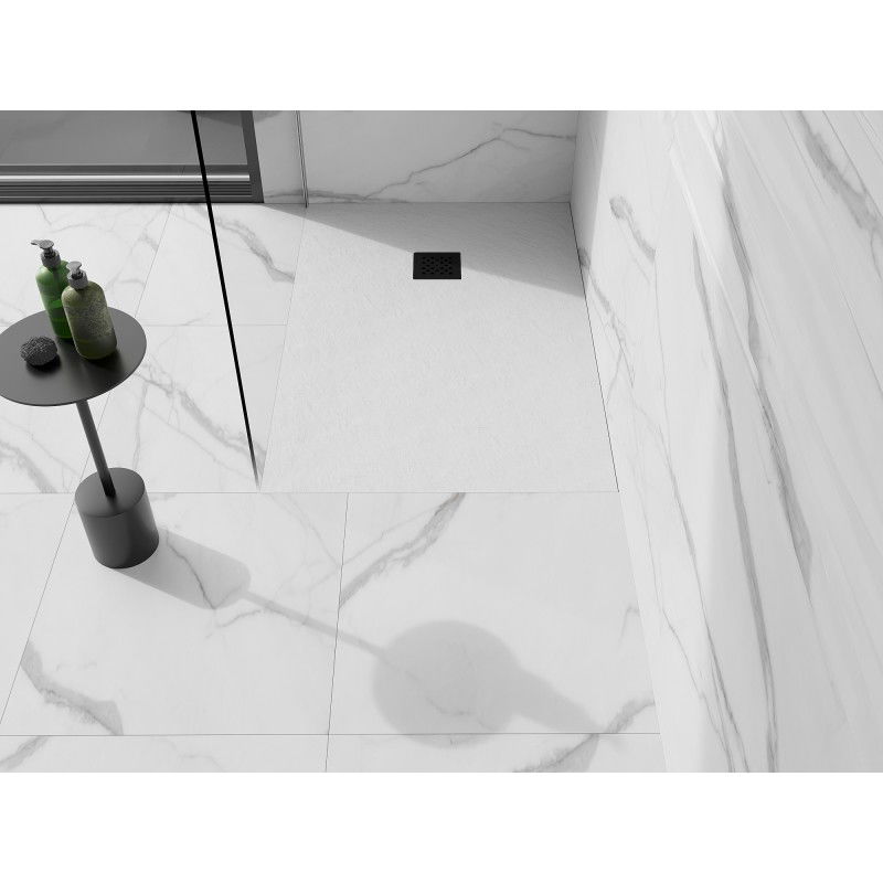 Mexen Stone+ cadă de duș din compozit dreptunghiular 120 x 100 cm, alb, mascare neagră - 44101012-B
