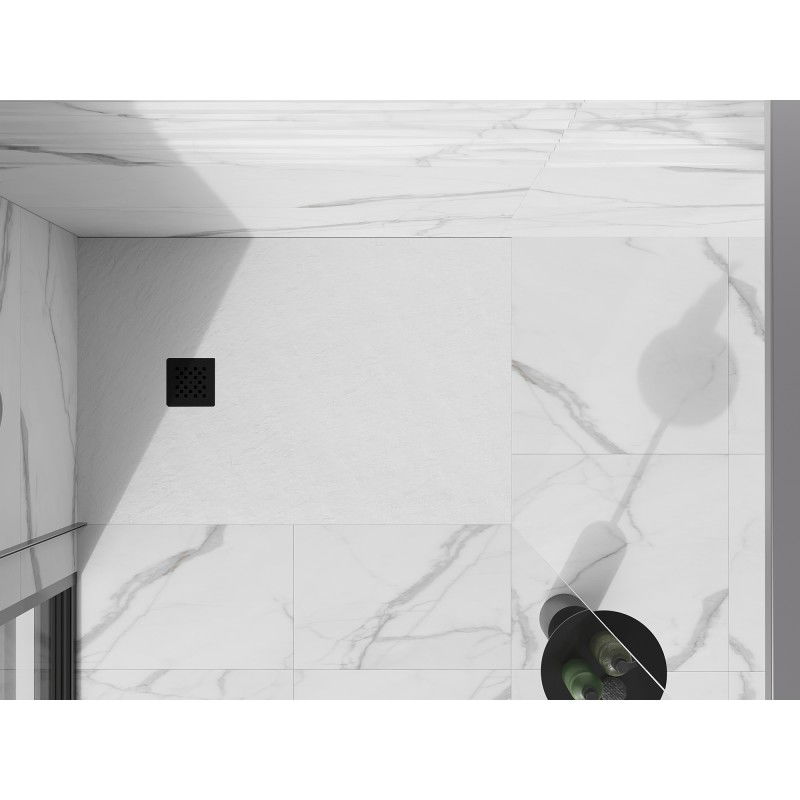 Mexen Stone+ kompozit zuhanytálca téglalap alakú 120 x 90 cm, fehér, fekete fedő - 44109012-B