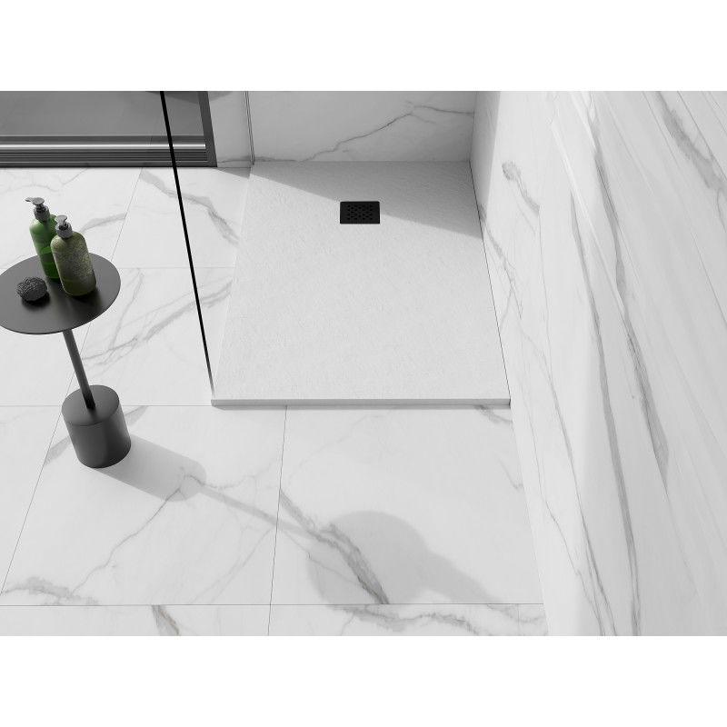 Mexen Stone+ cadă de duș din compozit dreptunghiular 130 x 90 cm, alb, capac negru - 44109013-B