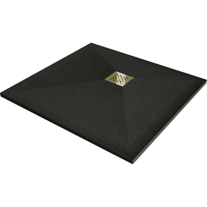 Mexen Stone+ cadă de duș pătrată din compozit 70 x 70 cm, negru, masca aurie - 44707070-G