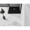 Mexen Stone+ 100 x 100 cm-es négyzet alakú kompozit zuhanytálca, fekete, arany takarólemez - 44701010-G