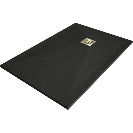 Mexen Stone+ tavă de duș din compozit dreptunghiulară 120 x 100 cm, neagră, capac mascare auriu - 44701012-G