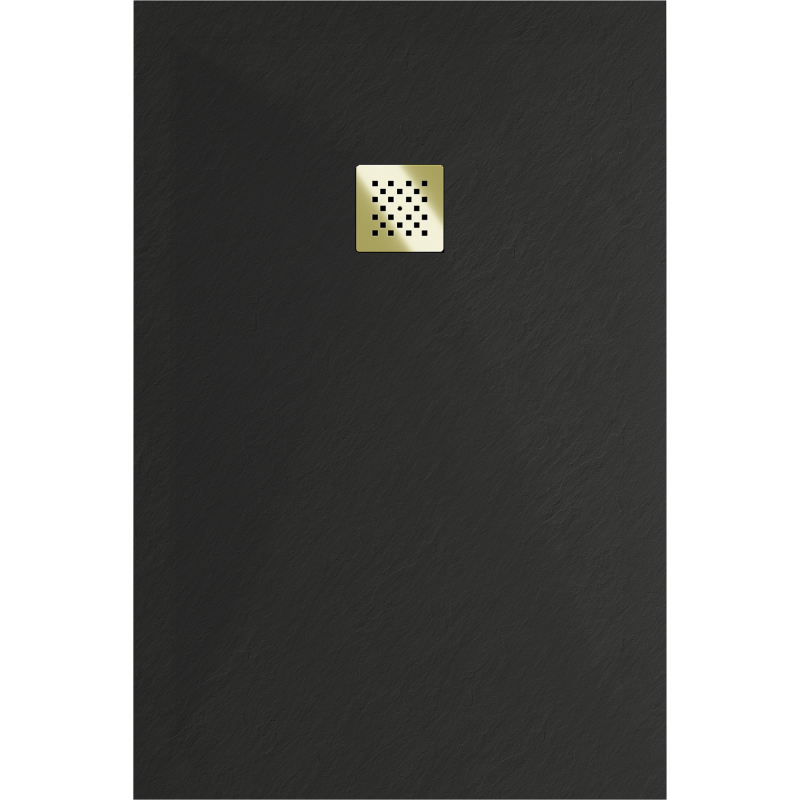 Mexen Stone+ cadă de duș din compozit dreptunghiular, 140 x 100 cm, negru, capac auriu - 44701014-G