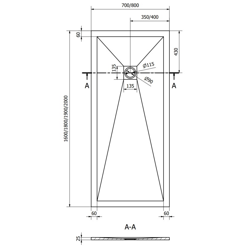 Mexen Stone+ 160 x 80 cm téglalap alakú kompozit zuhanytálca, fekete, arany borítással - 44708016-G