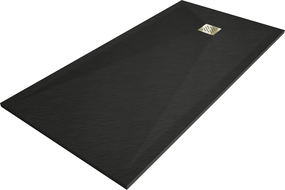 Mexen Stone+ tăviță de duș compozită dreptunghiulară 200 x 100 cm, neagră, mască aurie - 44701020-G