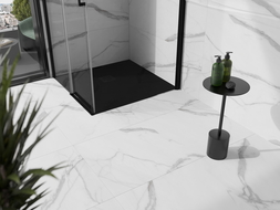 Mexen Stone+ bazin compozit pătrat 70 x 70 cm, negru, capac negru - 44707070-B