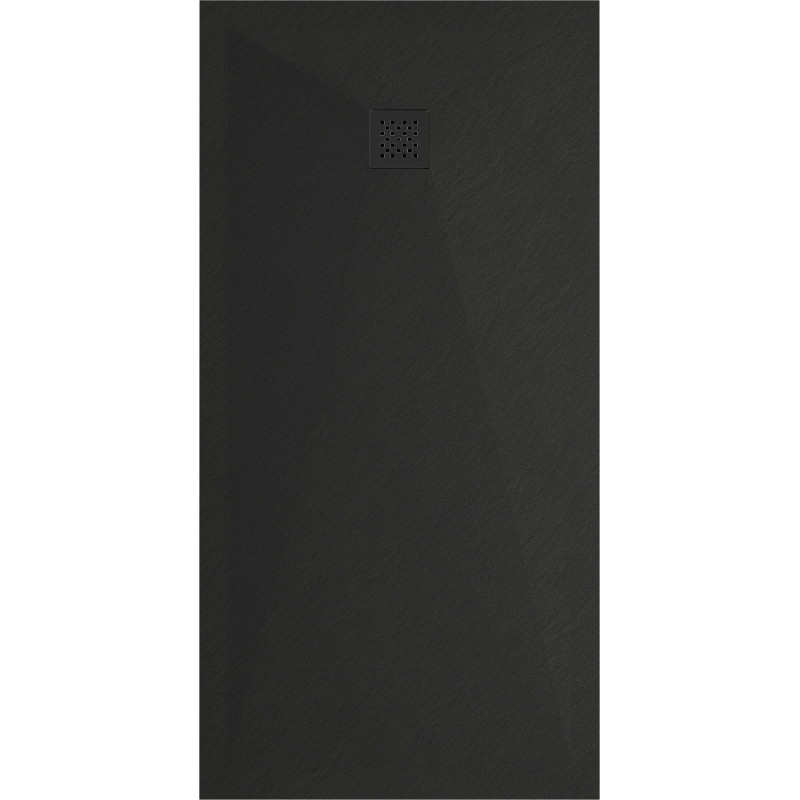 Mexen Stone+ 180 x 90 cm-es téglalap alakú kompozit zuhanytálca, fekete, fekete lefedés - 44709018-B