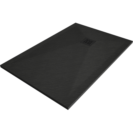 Mexen Stone+ téglalap alakú kompozit zuhanytálca 140 x 90 cm, fekete, fekete takaróval - 44709014-B