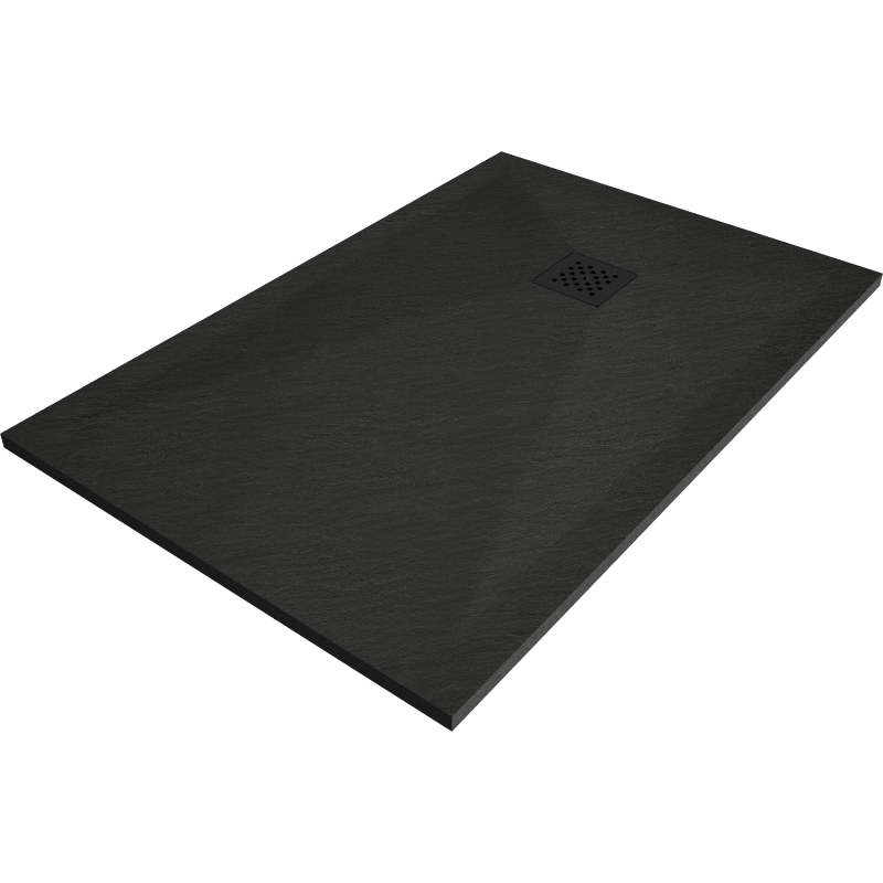 Mexen Stone+ cădiță din compozit dreptunghiular 90 x 80 cm, negru, capac negru - 44708090-B