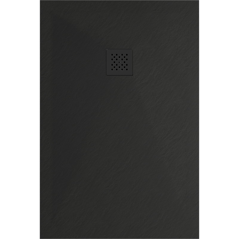Mexen Stone+ 90 x 70 cm-es téglalap alakú kompozit zuhanytálca, fekete, fekete burkolat - 44707090-B