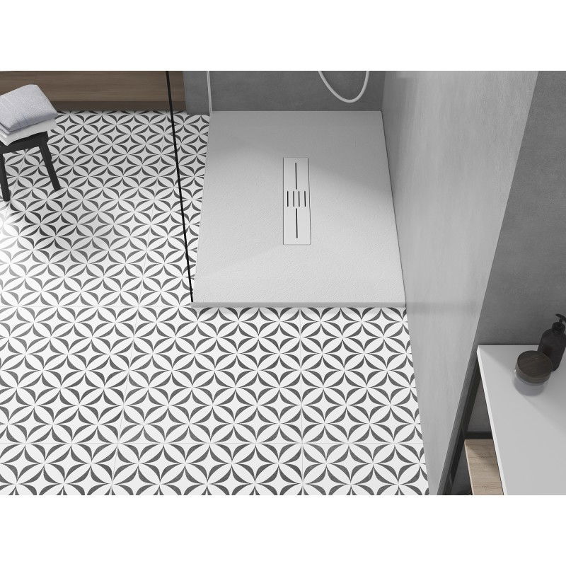 Mexen Toro téglalap alakú SMC zuhanytálca 100 x 80 cm, fehér, fehér burkolat - 43108010-W