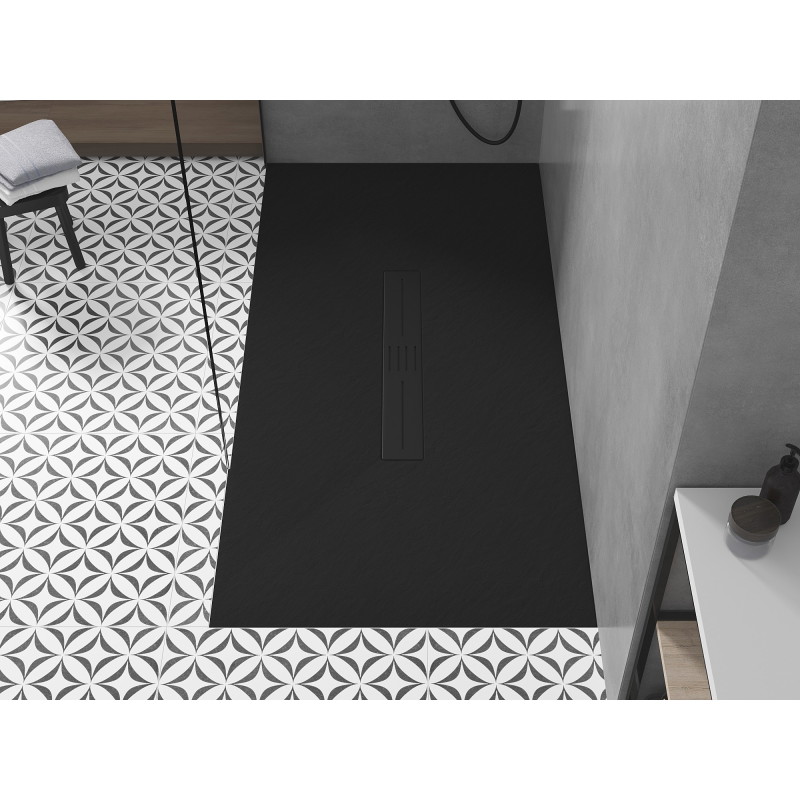 Mexen Toro téglalap alakú SMC zuhanytálca 160 x 90 cm, fekete, fekete burkolattal - 43709016-B