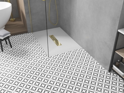 Mexen Toro téglalap alakú zuhanytálca SMC 130 x 70 cm, fehér, arany takarólap - 43107013-G