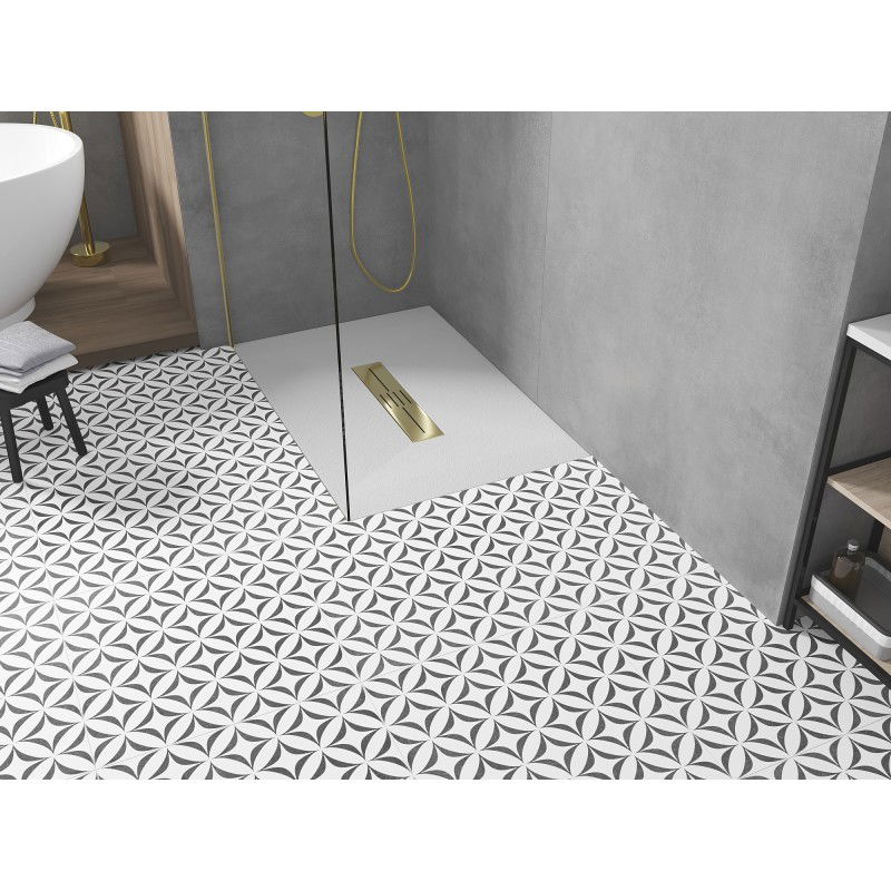 Mexen Toro SMC téglalap alakú zuhanytálca 140 x 70 cm, fehér, arany takaróelem - 43107014-G