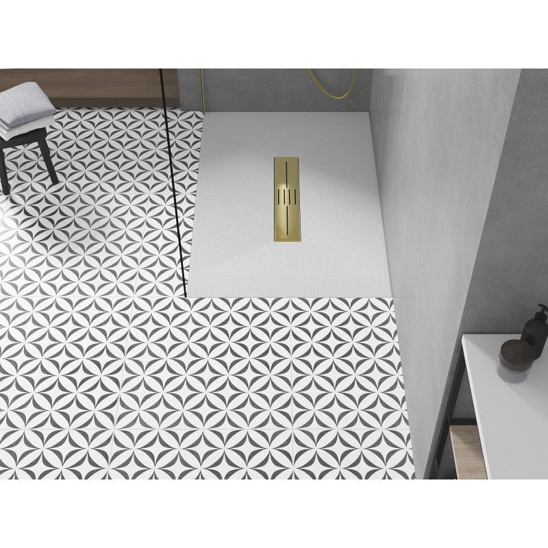 Mexen Toro téglalap alakú zuhanytálca SMC 130 x 70 cm, fehér, arany takarólap - 43107013-G