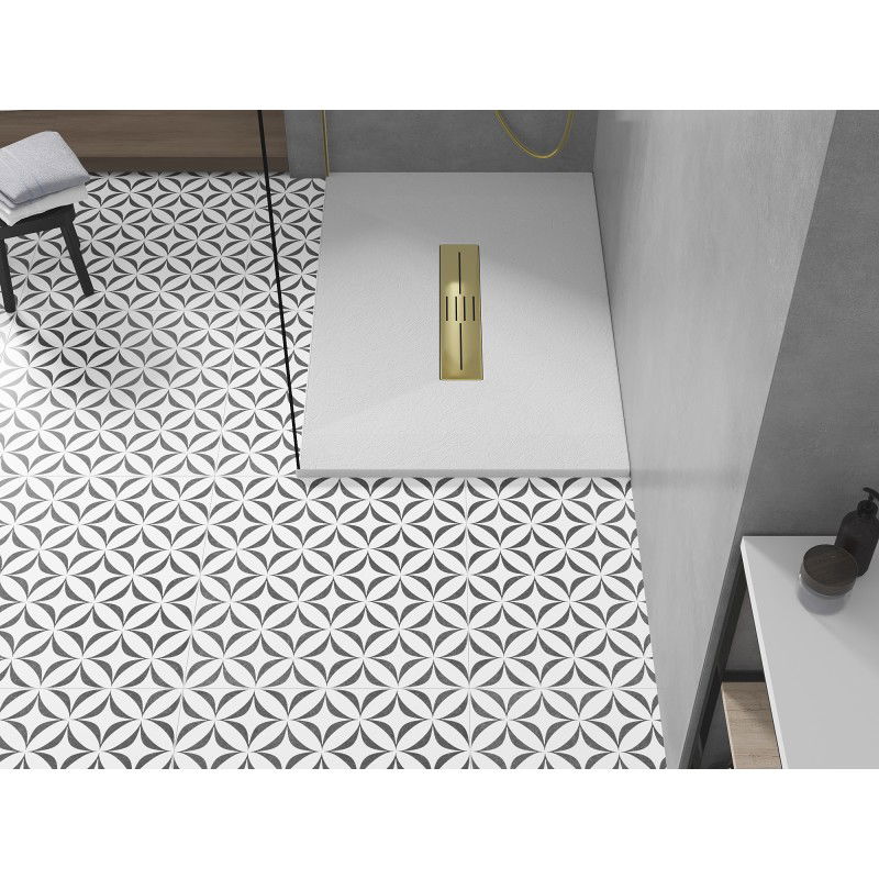 Mexen Toro brodzik dreptunghiular SMC 140 x 80 cm, alb, mască aurie - 43108014-G