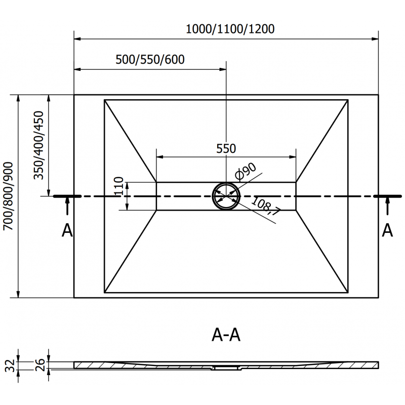 Mexen Toro cadă de duș dreptunghiulară SMC 120 x 80 cm, albă, mască aurie - 43108012-G