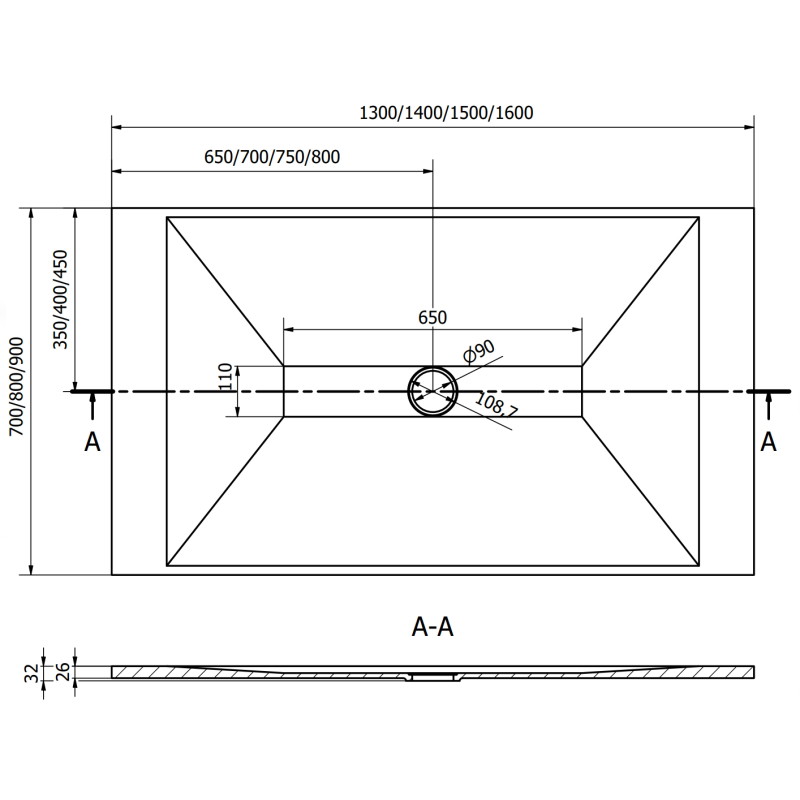 Mexen Toro brodzik dreptunghiular SMC 140 x 90 cm, negru, mascare neagră - 43709014-B