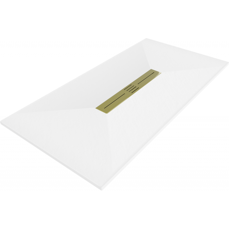 Mexen Toro cadă de duș dreptunghiulară SMC 150 x 80 cm, albă, mască aurie - 43108015-G