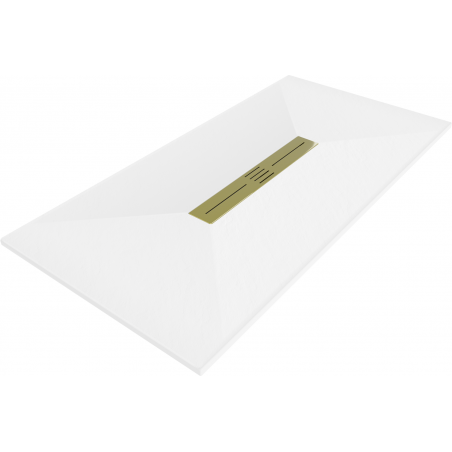 Mexen Toro téglalap alakú SMC zuhanytálca 150 x 80 cm, fehér, arany fedél - 43108015-G