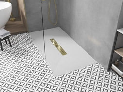 Mexen Toro téglalap alakú SMC zuhanytálca, 200 x 90 cm, fehér, arany takaró - 43109020-G