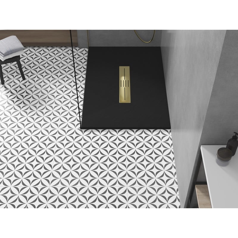 Mexen Toro cadă de duș dreptunghiulară SMC 100 x 70 cm, neagră, capac auriu - 43707010-G