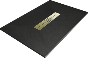 Mexen Toro cadă de duș dreptunghiulară SMC 120 x 80 cm, negru, capac mascare aurie - 43708012-G