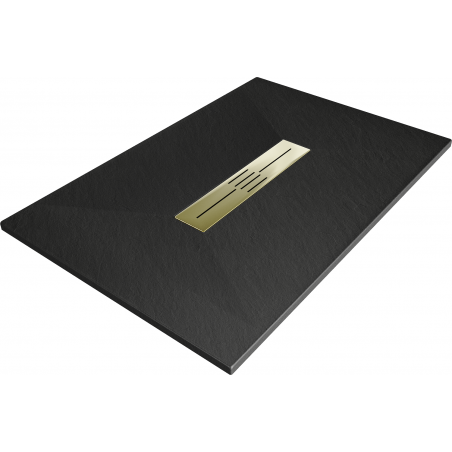 Mexen Toro SMC 130 x 80 cm téglalap alakú zuhanytálca, fekete, arany borítással - 43708013-G