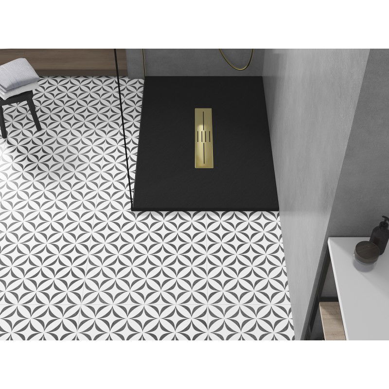 Mexen Toro cadă dreptunghiulară SMC 100 x 90 cm, negru, mască aurie - 43709010-G