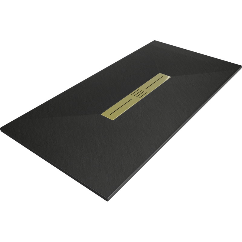 Mexen Toro téglalap alakú zuhanytálca SMC 160 x 70 cm, fekete, arany takarólemezzel - 43707016-G