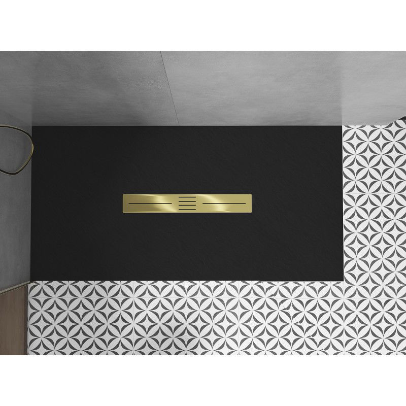 Mexen Toro cadă de duș dreptunghiulară SMC 200 x 70 cm, negru, mască aurie - 43707020-G