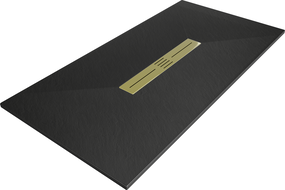 Mexen Toro téglalap alakú SMC zuhanytálca 150 x 80 cm, fekete, arany burkolat - 43708015-G
