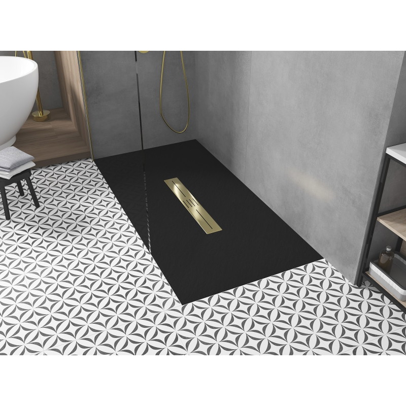 Mexen Toro tăviță de duș dreptunghiulară SMC 150 x 90 cm, negru, masca aurie - 43709015-G
