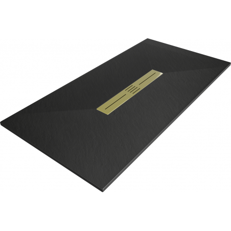 Mexen Toro téglalap alakú zuhanytálca SMC 170 x 90 cm, fekete, arany burkolat - 43709017-G