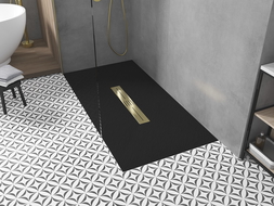 Mexen Toro négyszögletes SMC zuhanytálca 200 x 90 cm, fekete, arany borítással - 43709020-G