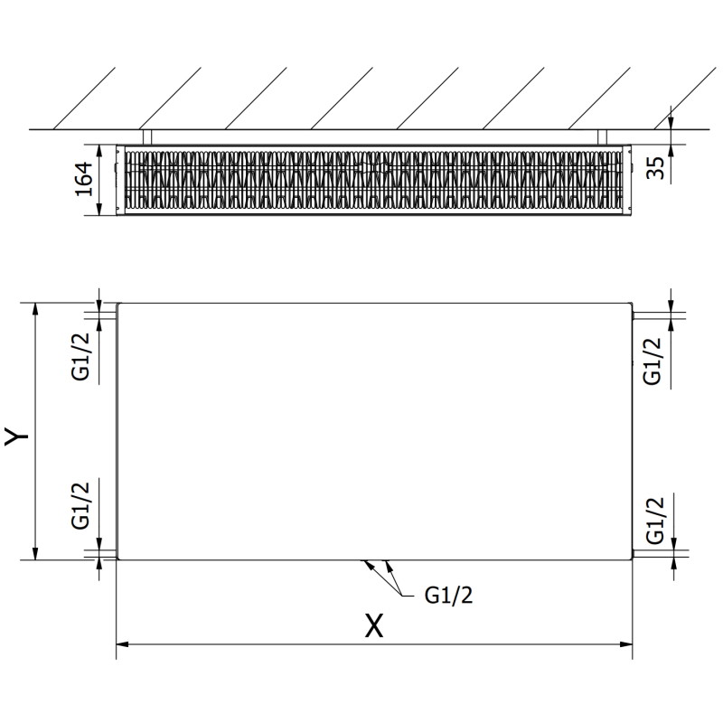 Mexen CCF33 Flat radiator panou 400 x 900 mm, conectare inferioară centrală, 1423 W, negru - W6C33F-040-090-70