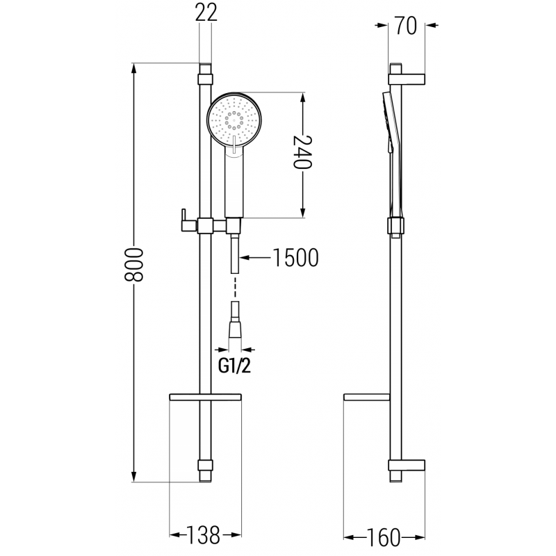 Mexen Alfa Set de baie DQ40, crom - 745703DQ40-00