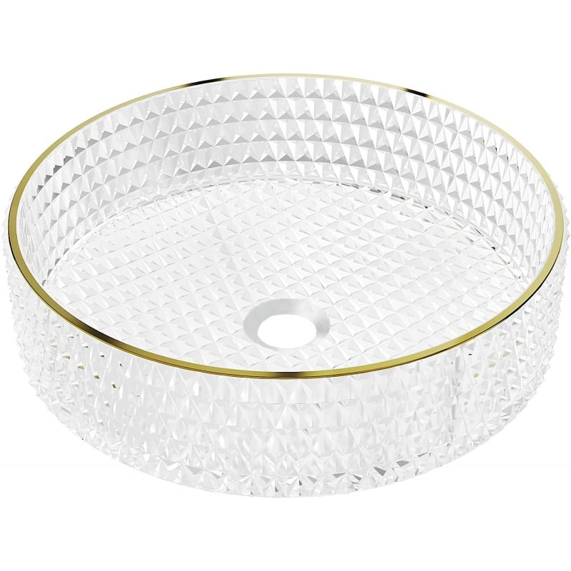 Mexen Aura lavoar din sticlă pe blat 39 x 39 cm, transparent/auriu - 24013905