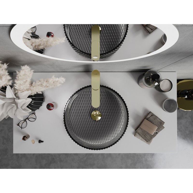 Mexen Aura chiuvetă de sticlă deasupra blatului 39 x 39 cm, neagră - 24013970