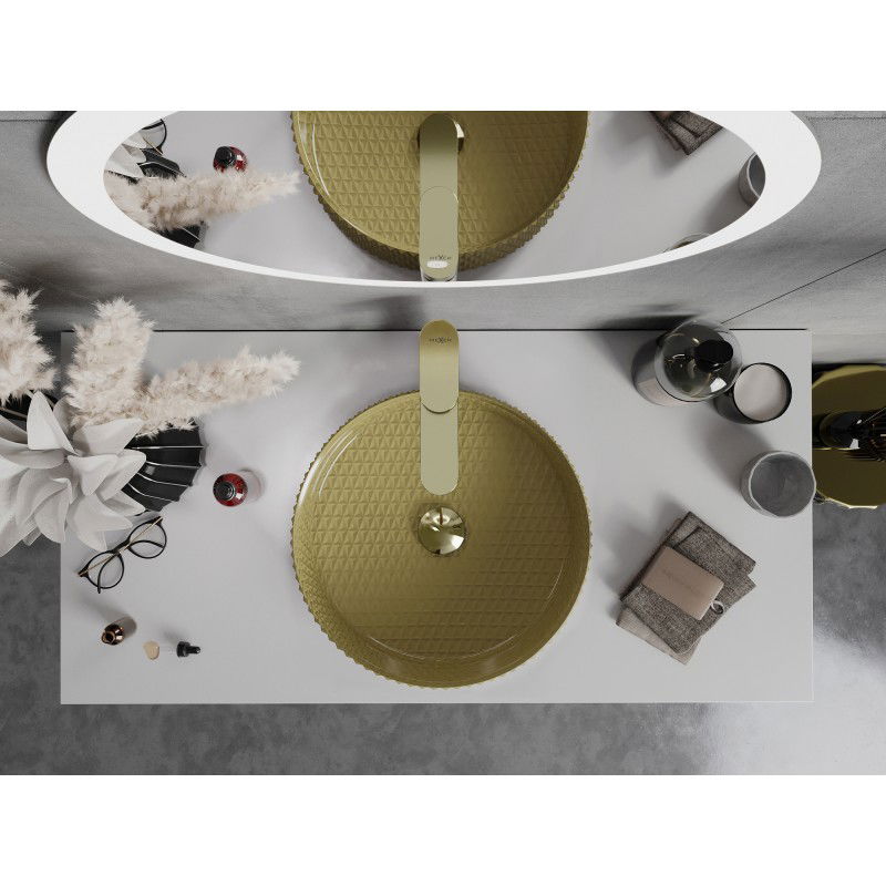 Mexen Aura üvegből készült asztali mosdókagyló 39 x 39 cm, arany - 24013950