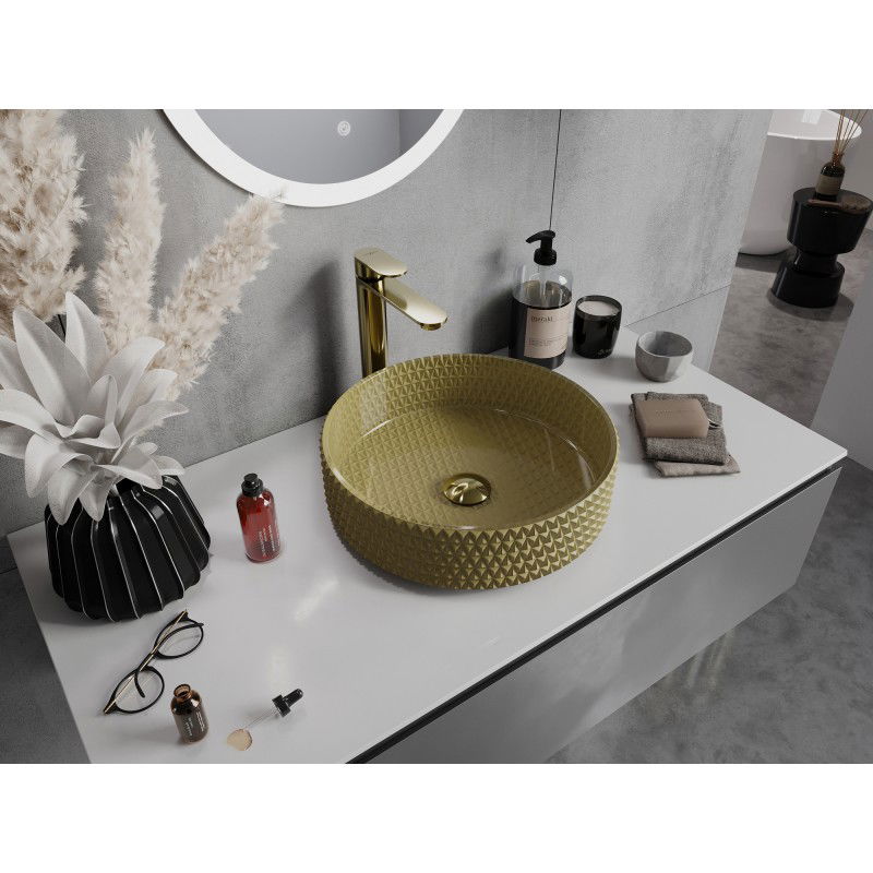 Mexen Aura chiuvetă din sticlă pe blat 39 x 39 cm, aurie - 24013950