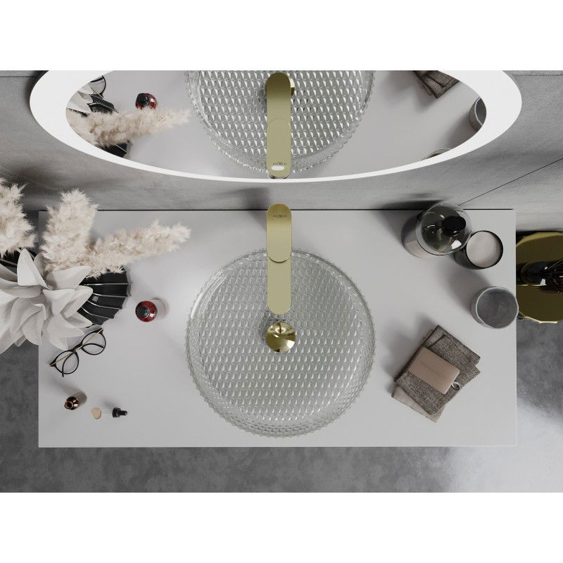 Mexen Aura üvegből készült pultra szerelhető mosdókagyló 39 x 39 cm, átlátszó - 24013900